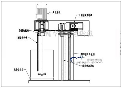 快速升降式高速不锈钢化妆品搅拌机结构示意图
